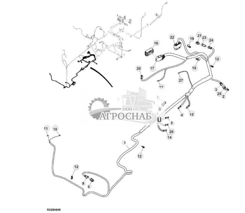Жгут проводов шасси, с AutoTrac™, без резервного насоса, 15,0 L, двигатель FT4 (для Северной Америки) (44) ( - 801999) - ST841043 228.jpg